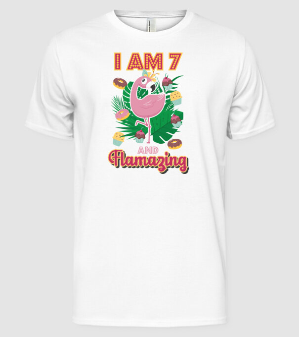 FLAMAZING Birthday 7 Years old model alb pe tricou
