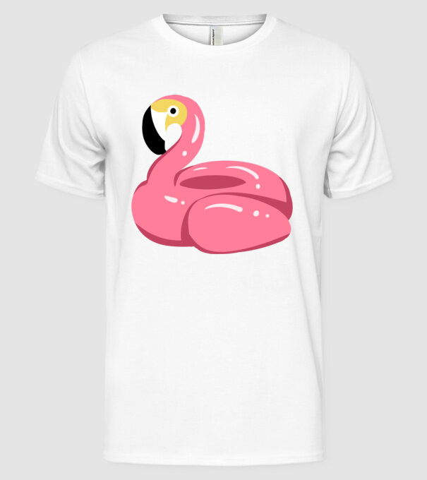 Flamingo colac de înot model alb pe tricou