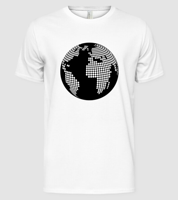 Glob pământesc model alb pe tricou