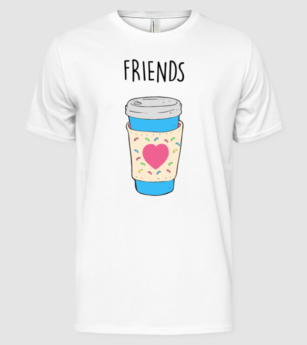 Friends model alb pe tricou