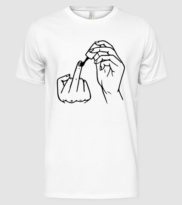 Nail polish Fuck U model alb pe tricou