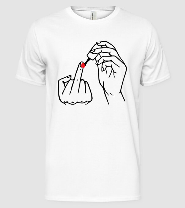 Nail polish Fuck U model alb pe tricou