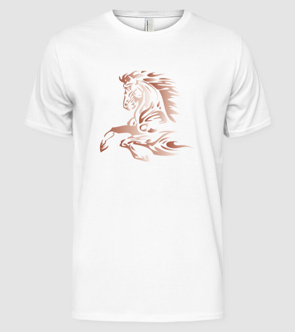 cal alergând model alb pe tricou