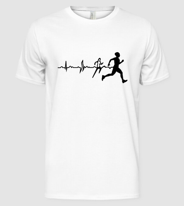 bărbat alergător ecg model alb pe tricou