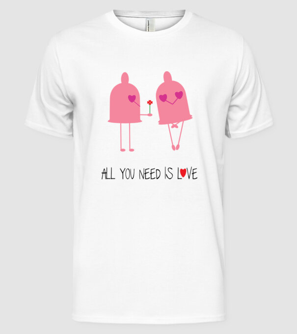 All you need is love model alb pe tricou