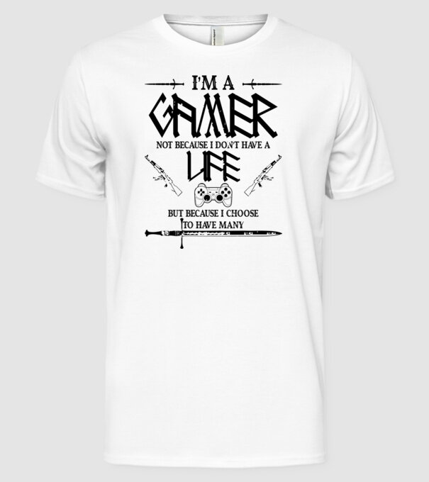 Gamer Life model alb pe tricou