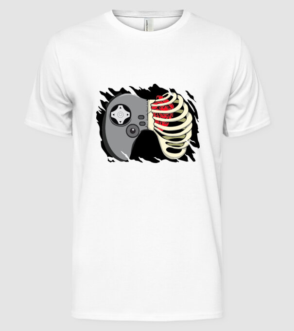 Inimă Gamer model alb pe tricou