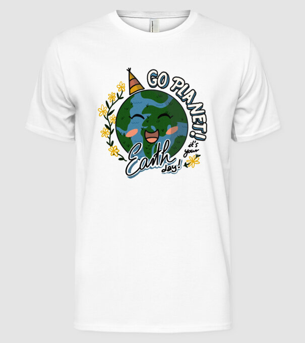 Go planet model alb pe tricou
