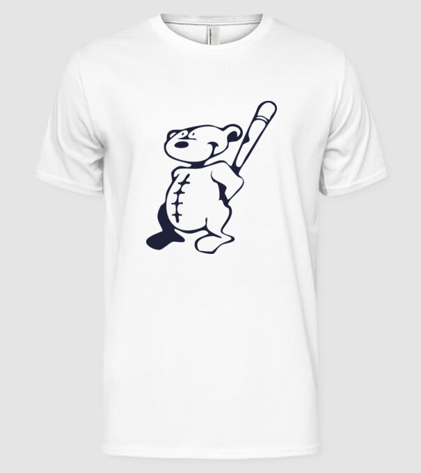 Ursuleț agresiv model alb pe tricou