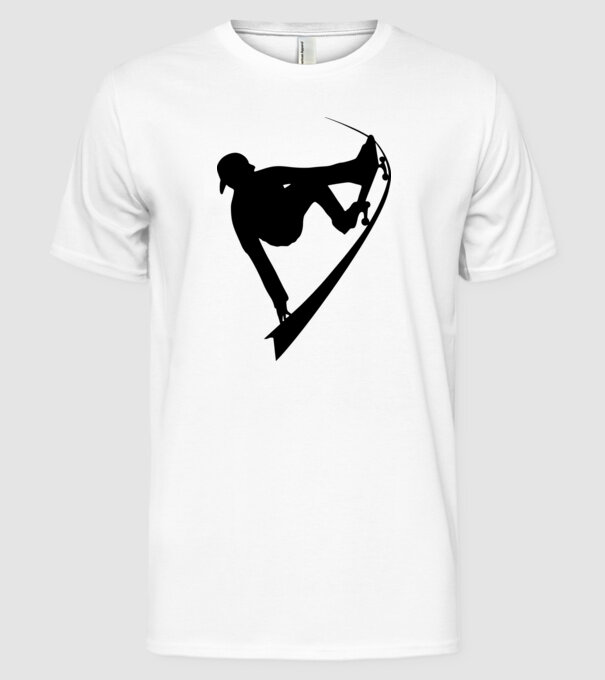 Skateboarder model alb pe tricou