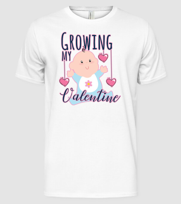 Growing my Valentine model alb pe tricou