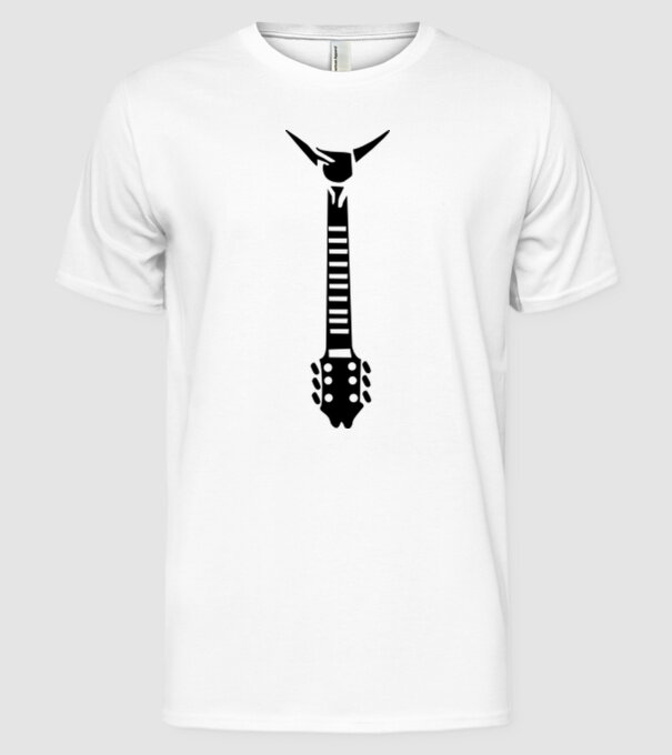 Guitar Tie model alb pe tricou
