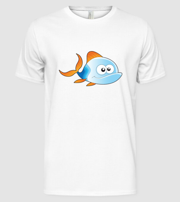 Fish model alb pe tricou
