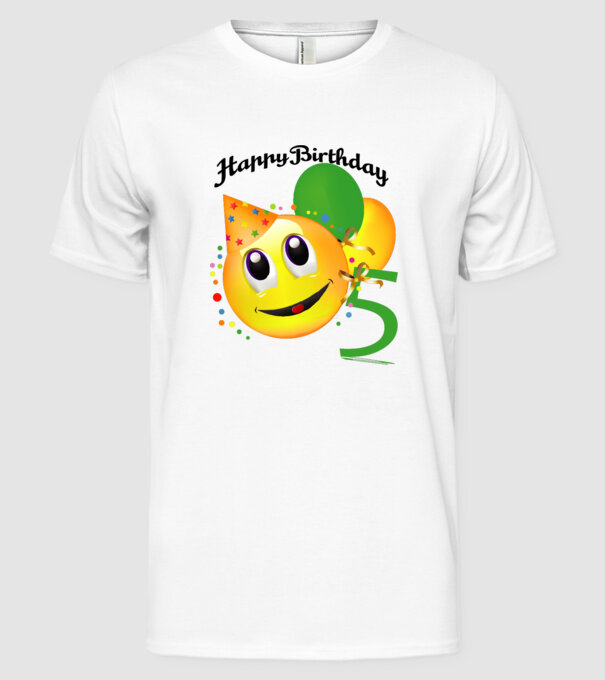 happy birthday 5th model alb pe tricou
