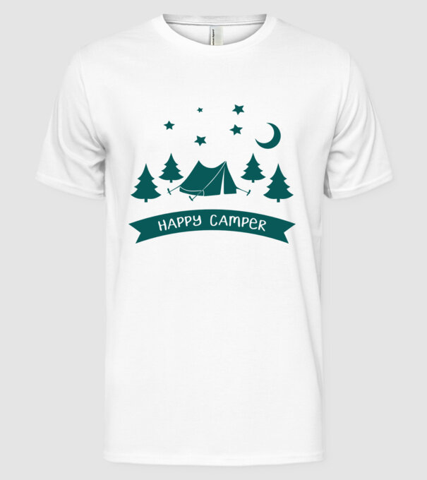 Happy camper tent model alb pe tricou