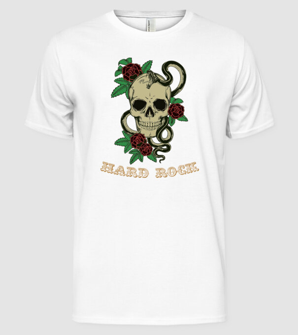 Hard Rock 1 model alb pe tricou