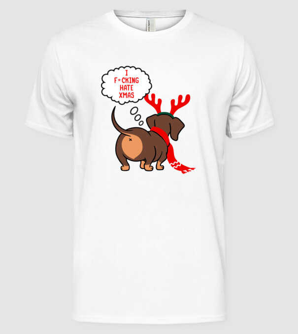 Hate Xmas model alb pe tricou
