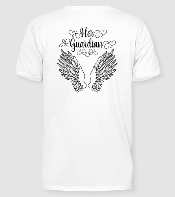 Her Guardian model alb pe tricou