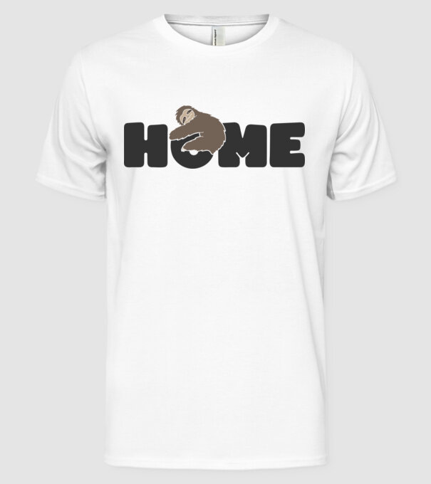 Home Sloth model alb pe tricou