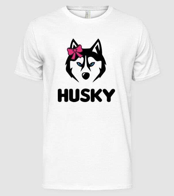 Husky fată model alb pe tricou