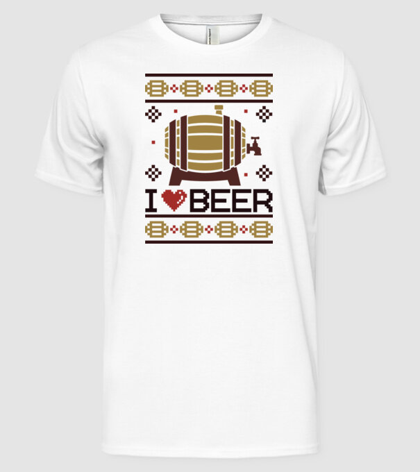 I love beer ugly sweater model alb pe tricou