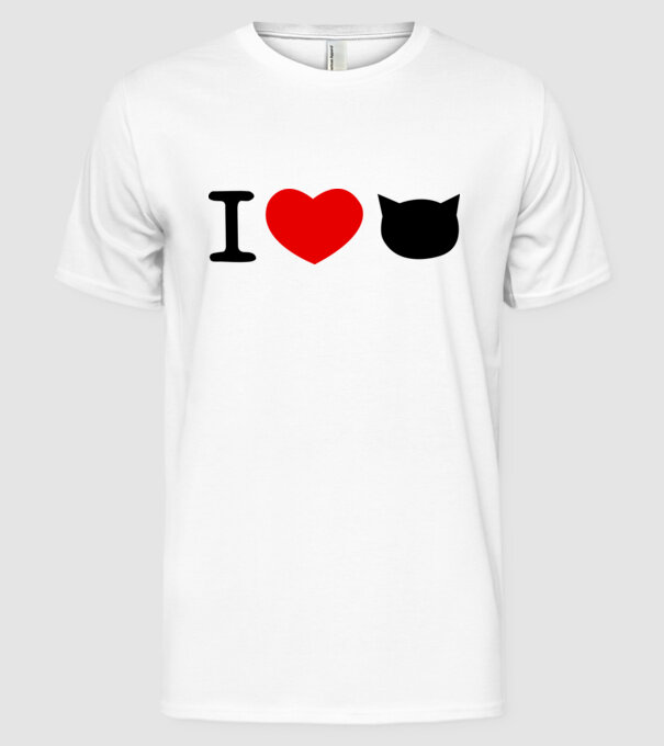 I love Pisică model alb pe tricou