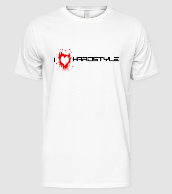 i love hardstyle model alb pe tricou