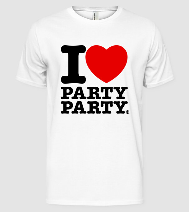 I love party party model alb pe tricou