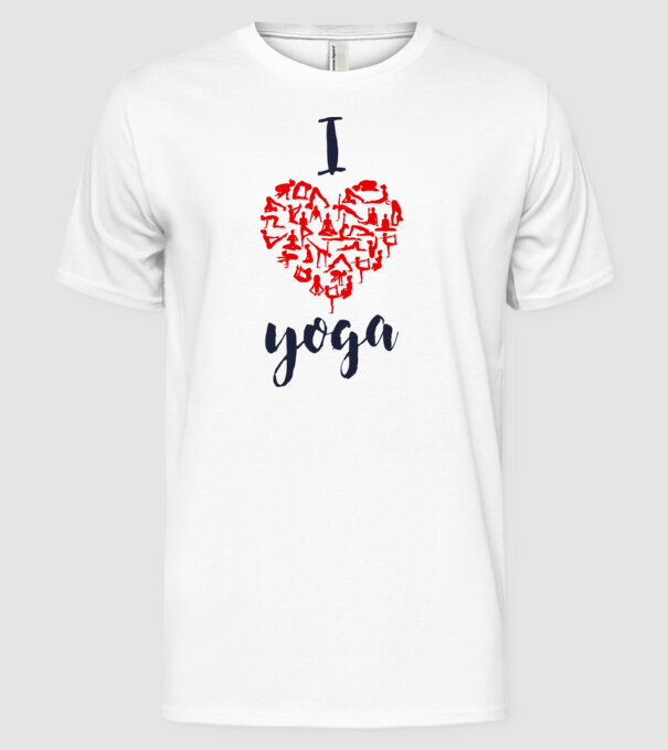 I love yoga model alb pe tricou