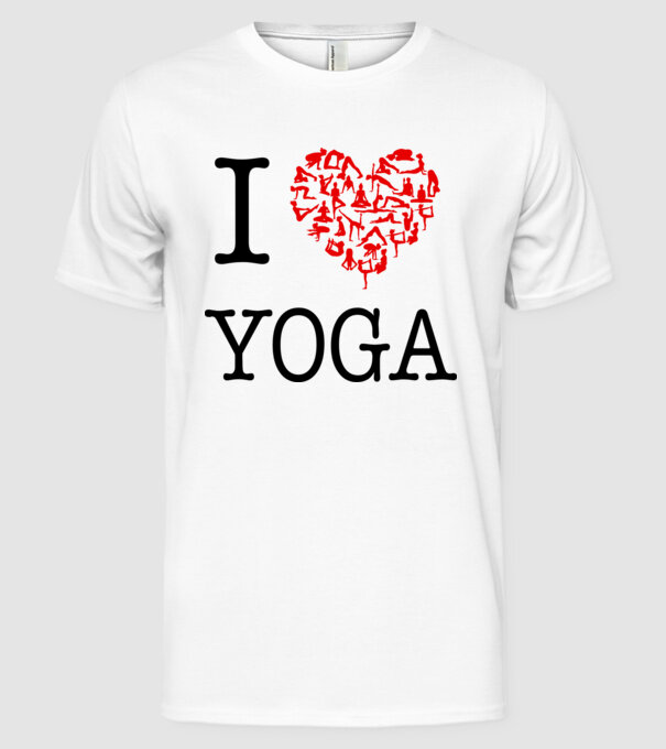 I LOVE YOGA model alb pe tricou