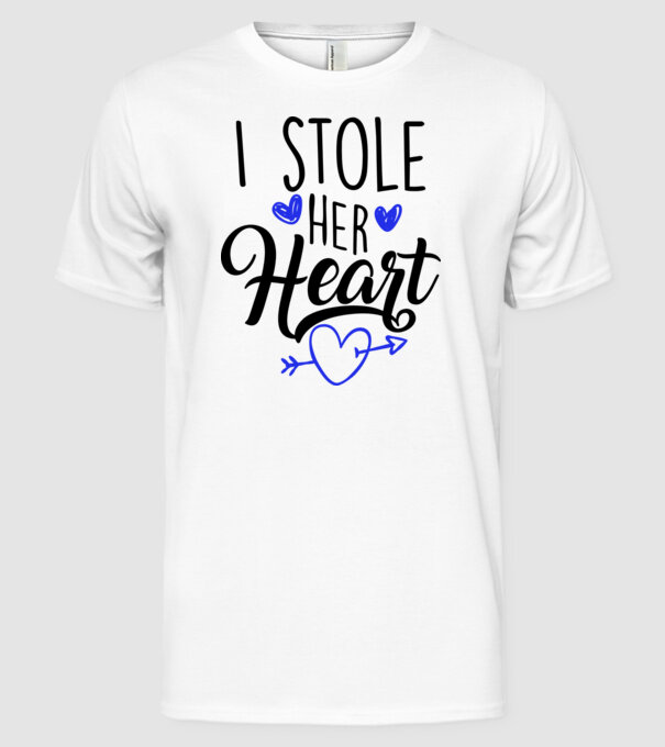 Cuplu I stole her heart model alb pe tricou