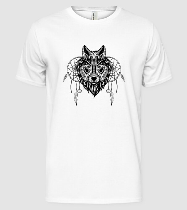 lup indian model alb pe tricou