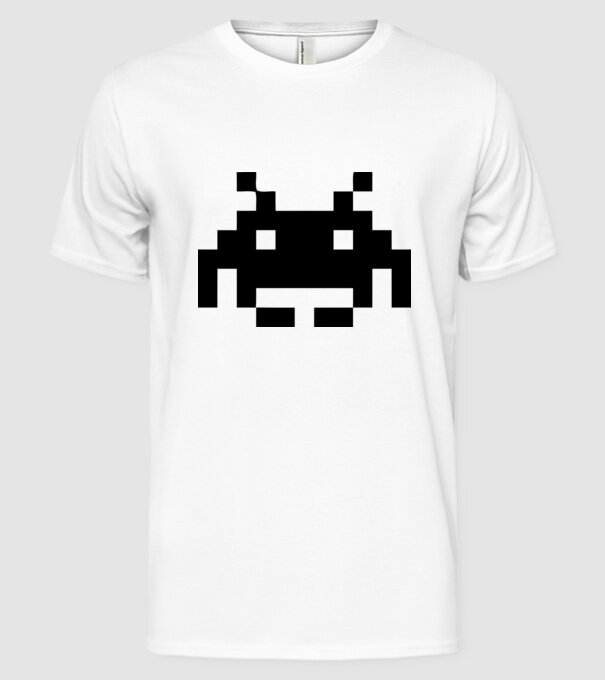 Invaders retro model alb pe tricou