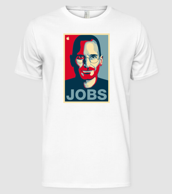 Jobs pop art model alb pe tricou