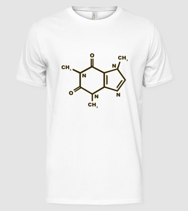 Coffeine model alb pe tricou