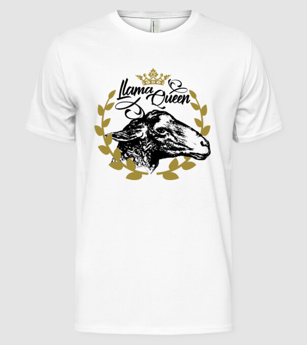 Lama Queen model alb pe tricou