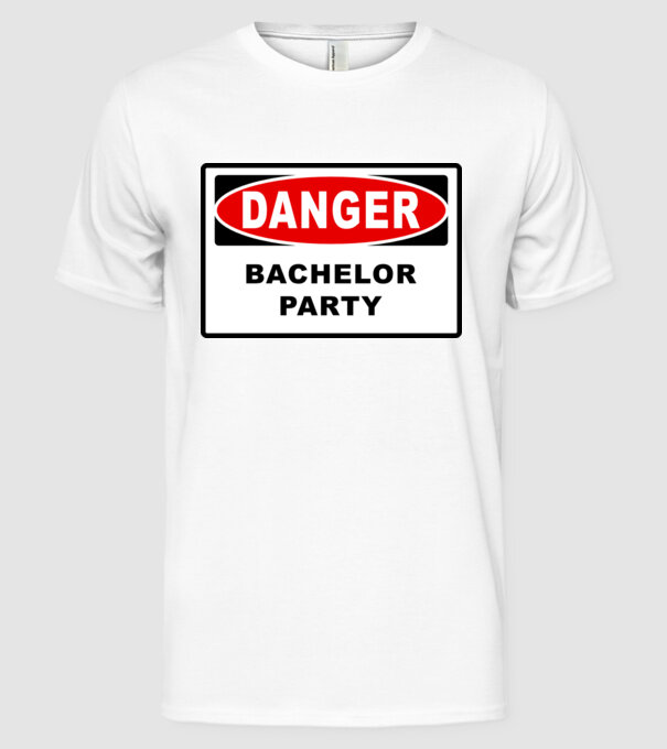 Bachelor DANGER model alb pe tricou