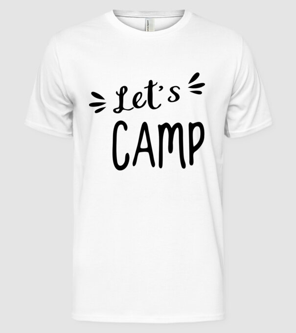 'Let''s camp' model alb pe tricou