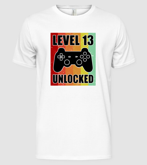 level 13 unlocked retro gamer model alb pe tricou