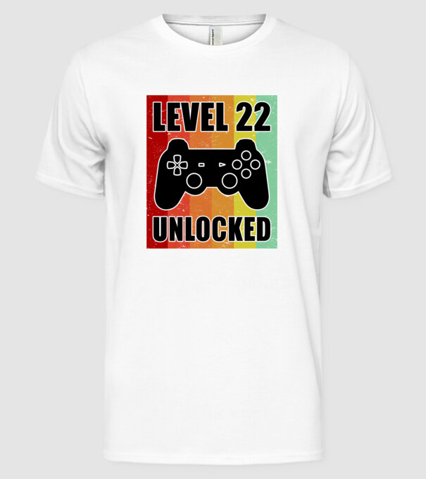 level 22 unlocked retro gamer model alb pe tricou
