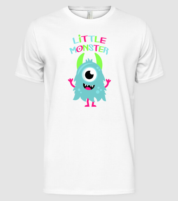 Little monster model alb pe tricou