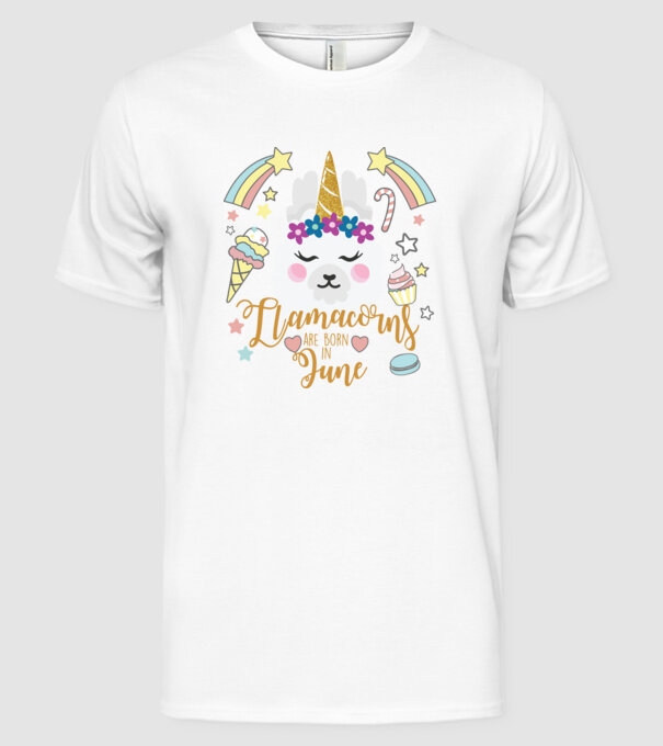 Llamacorns are born in June model alb pe tricou