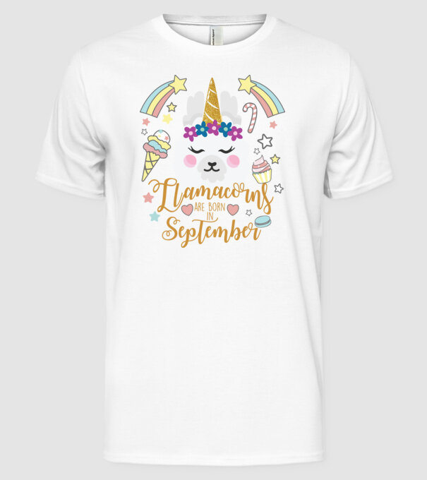 Llamacorns are born in September model alb pe tricou