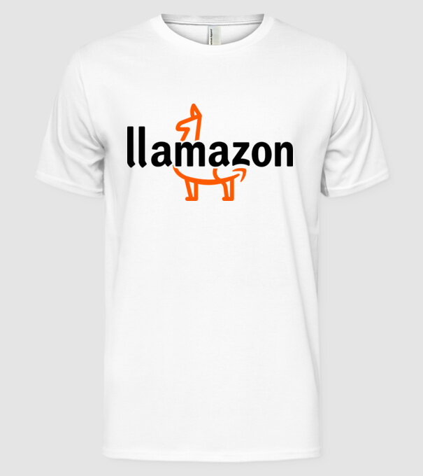 Llamazon model alb pe tricou