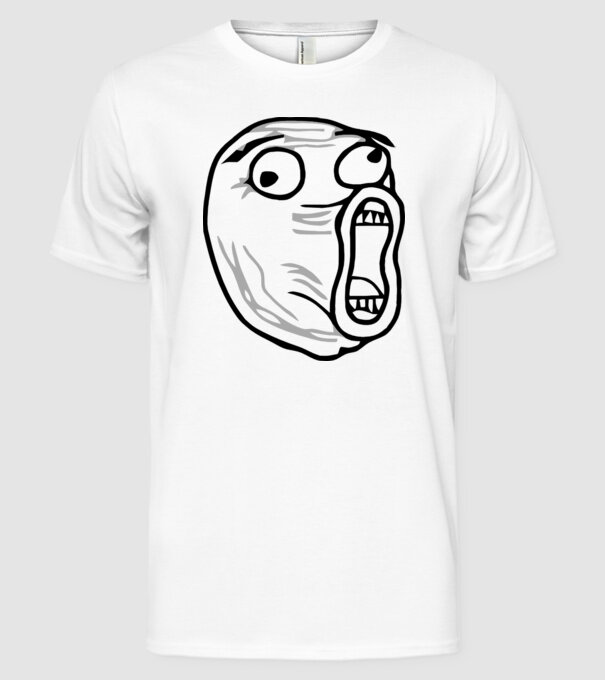 LOL Face model alb pe tricou