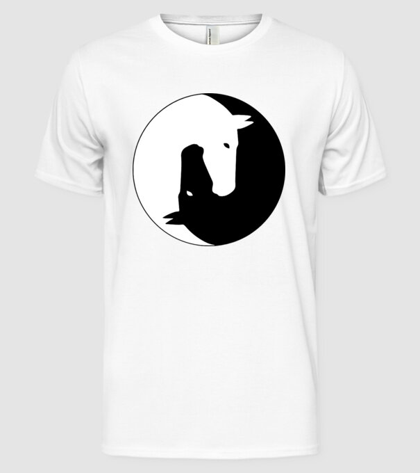 Lovas ying-yang model alb pe tricou