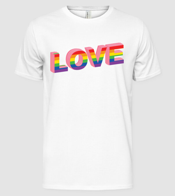 Love pride model alb pe tricou