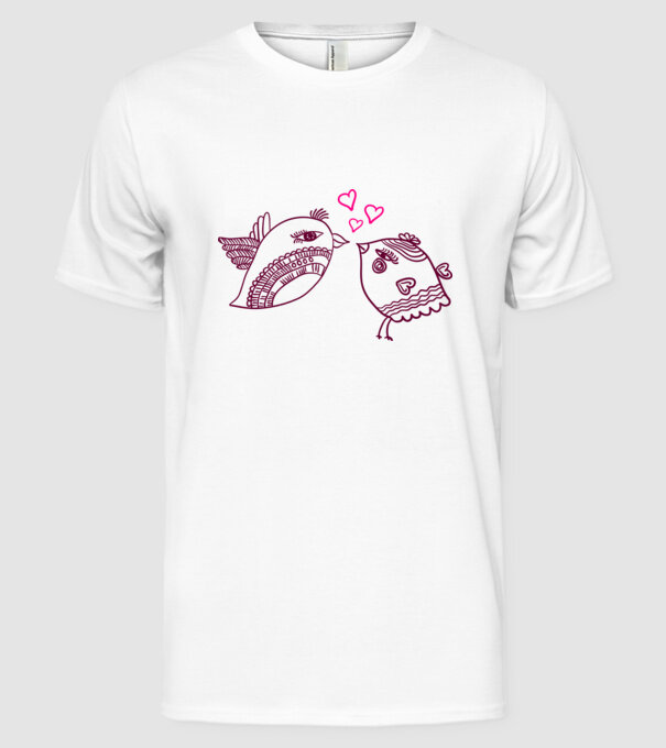 lovebirds model alb pe tricou