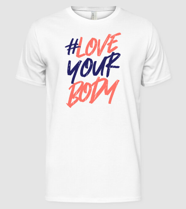 #loveyourbody model alb pe tricou