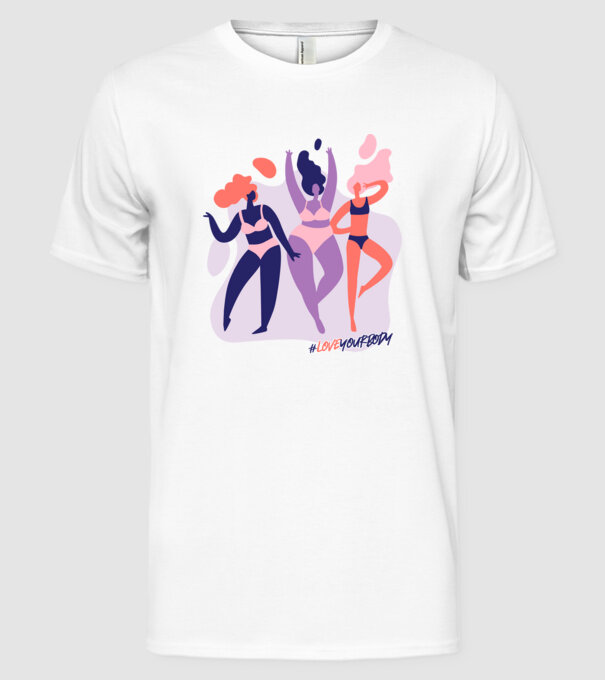 #loveyourbody model alb pe tricou